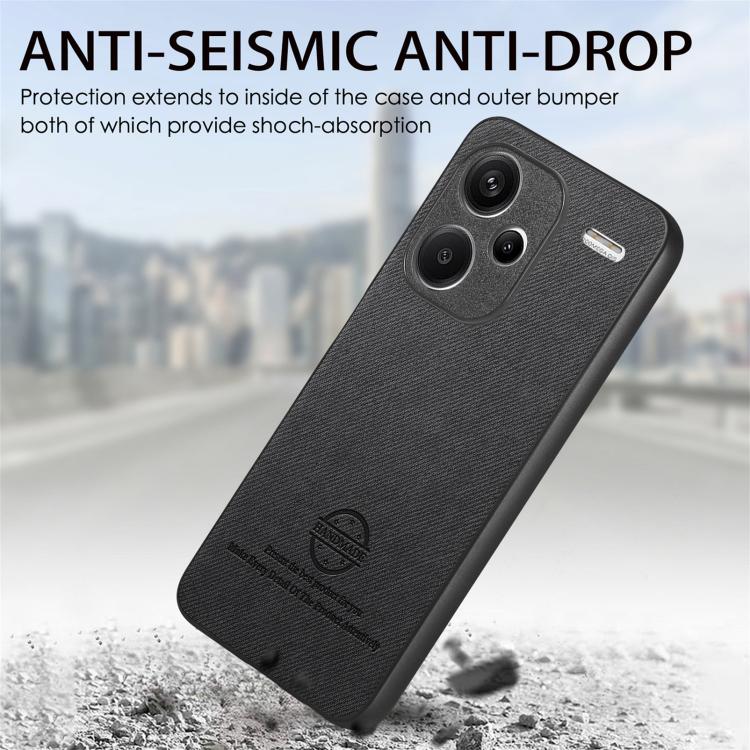 For Redmi Note 13 Pro+ Twill Fabric Leather Skin Back Phone Case