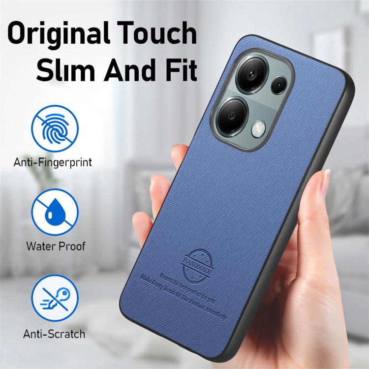 For Redmi Note 13 Pro 4G Twill Fabric Leather Skin Back Phone Case