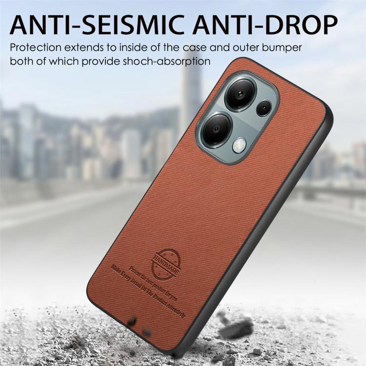For Redmi Note 13 Pro 4G Twill Fabric Leather Skin Back Phone Case