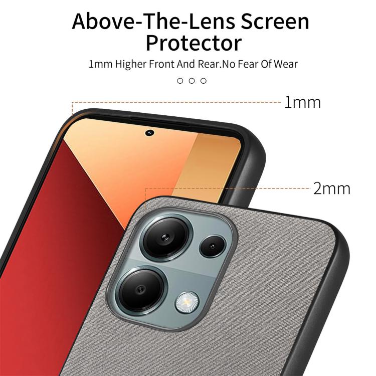For Redmi Note 13 Pro 4G Twill Fabric Leather Skin Back Phone Case
