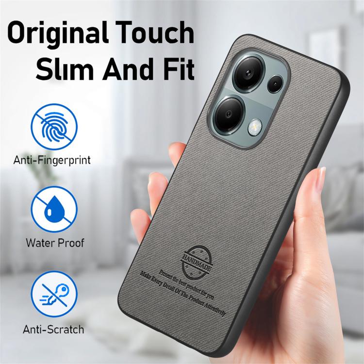 For Redmi Note 13 Pro 4G Twill Fabric Leather Skin Back Phone Case