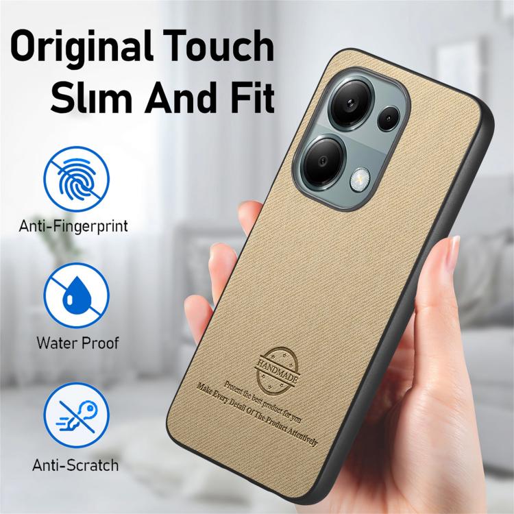 For Redmi Note 13 Pro 4G Twill Fabric Leather Skin Back Phone Case