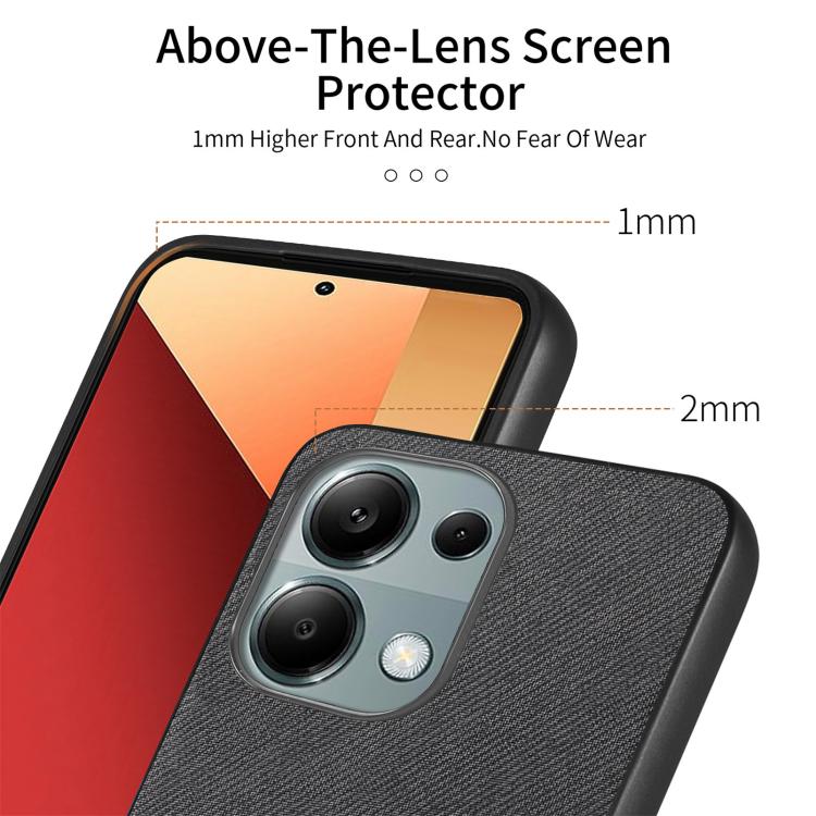 For Redmi Note 13 Pro 4G Twill Fabric Leather Skin Back Phone Case
