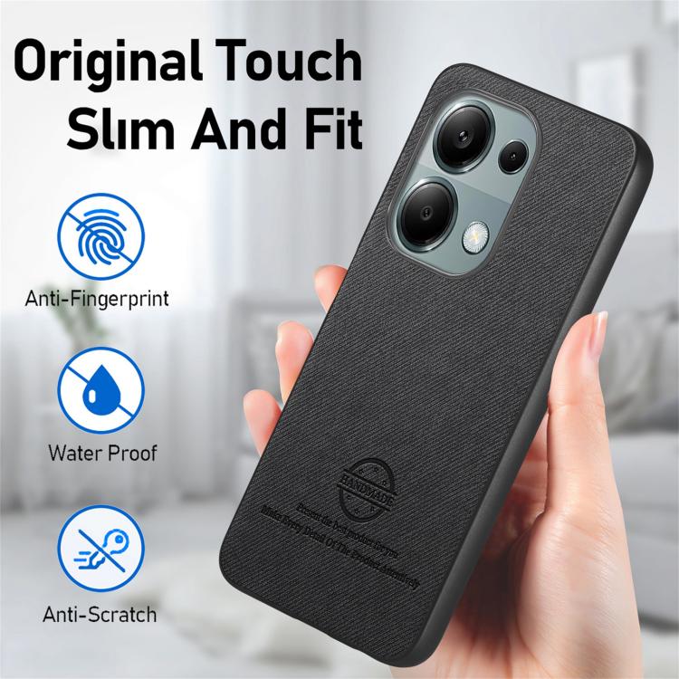 For Redmi Note 13 Pro 4G Twill Fabric Leather Skin Back Phone Case