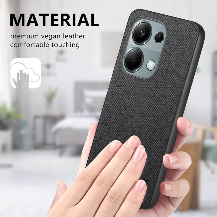 For Redmi Note 13 Pro 4G Twill Fabric Leather Skin Back Phone Case