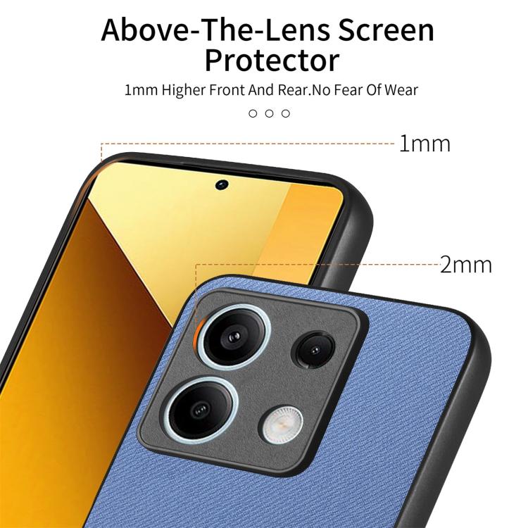 For Redmi Note 13 4G Twill Fabric Leather Skin Back Phone Case