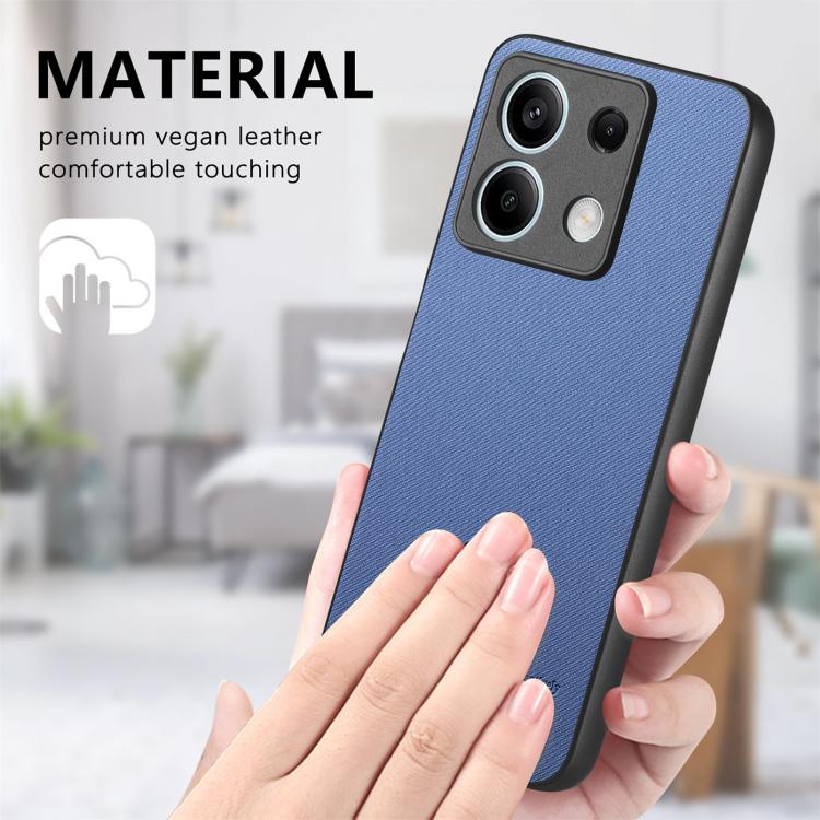 For Redmi Note 13 4G Twill Fabric Leather Skin Back Phone Case