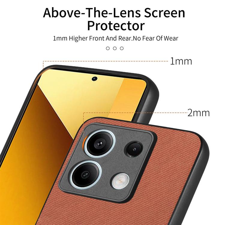 For Redmi Note 13 4G Twill Fabric Leather Skin Back Phone Case
