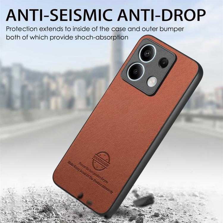 For Redmi Note 13 4G Twill Fabric Leather Skin Back Phone Case