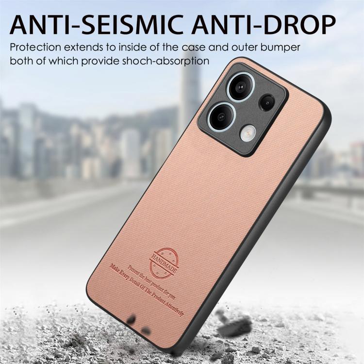 For Redmi Note 13 4G Twill Fabric Leather Skin Back Phone Case