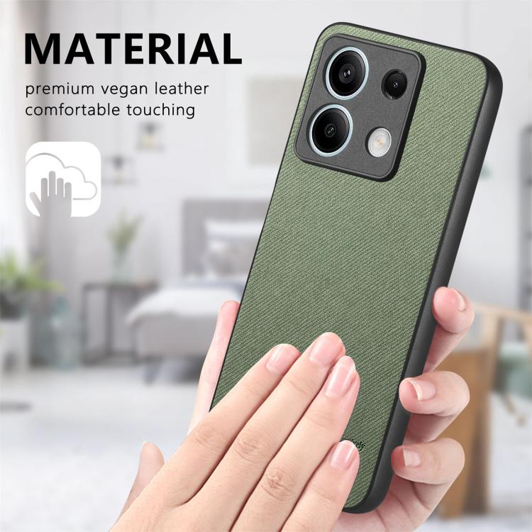 For Redmi Note 13 4G Twill Fabric Leather Skin Back Phone Case
