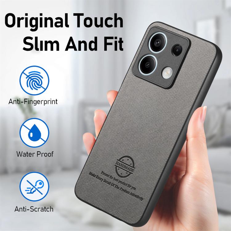For Redmi Note 13 4G Twill Fabric Leather Skin Back Phone Case