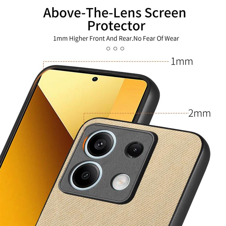 For Redmi Note 13 4G Twill Fabric Leather Skin Back Phone Case