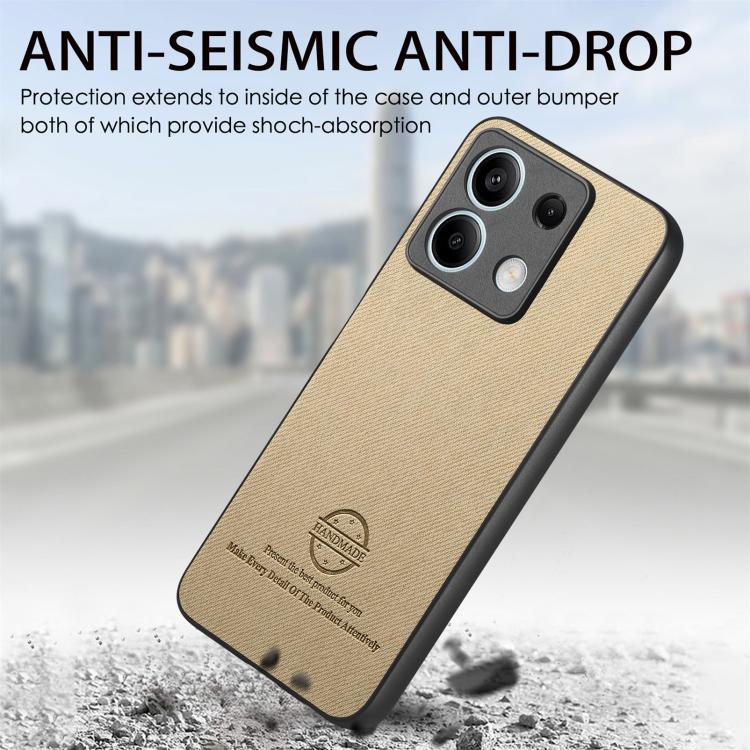 For Redmi Note 13 4G Twill Fabric Leather Skin Back Phone Case