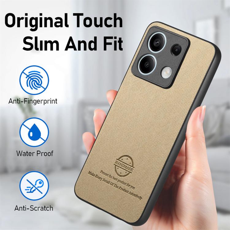 For Redmi Note 13 4G Twill Fabric Leather Skin Back Phone Case
