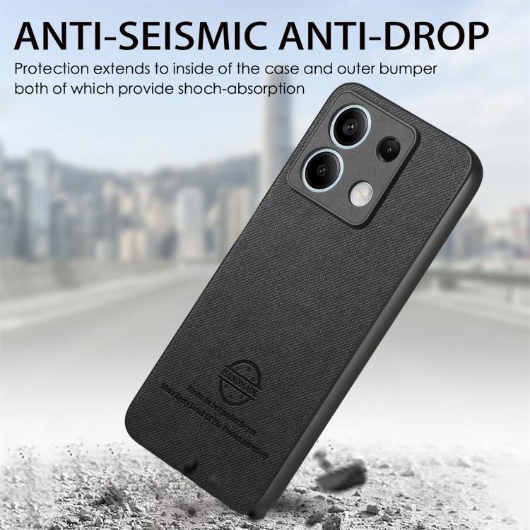 For Redmi Note 13 4G Twill Fabric Leather Skin Back Phone Case