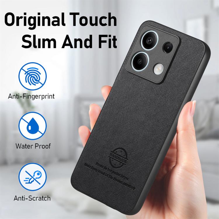 For Redmi Note 13 4G Twill Fabric Leather Skin Back Phone Case