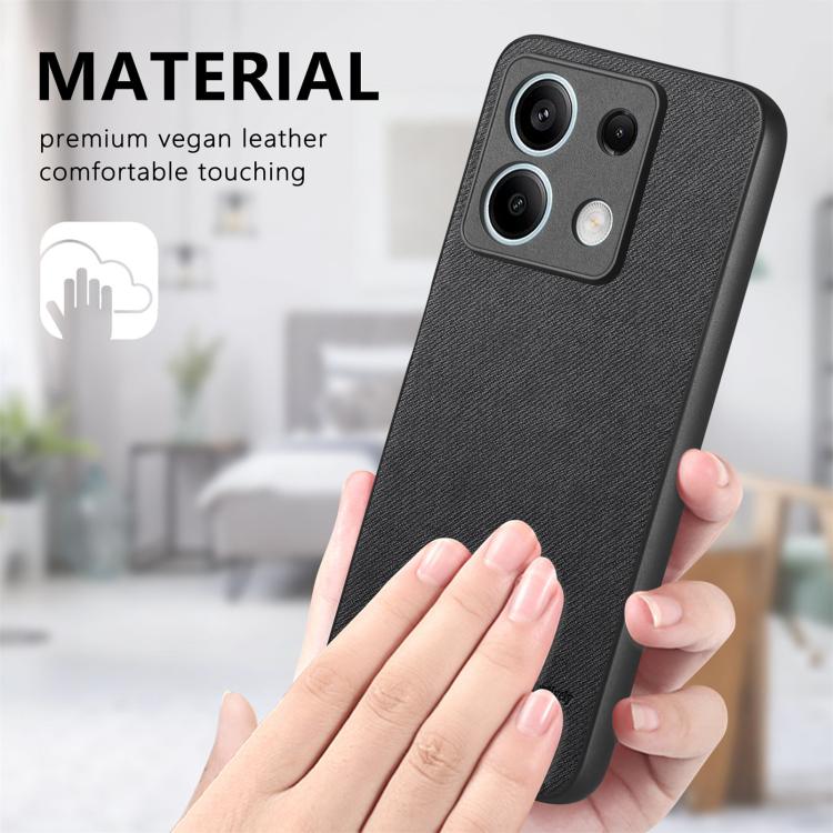 For Redmi Note 13 4G Twill Fabric Leather Skin Back Phone Case