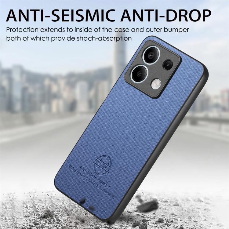 For Redmi Note 13 5G Twill Fabric Leather Skin Back Phone Case