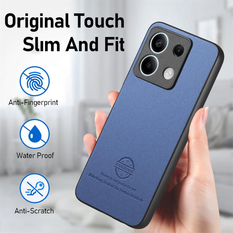 For Redmi Note 13 5G Twill Fabric Leather Skin Back Phone Case