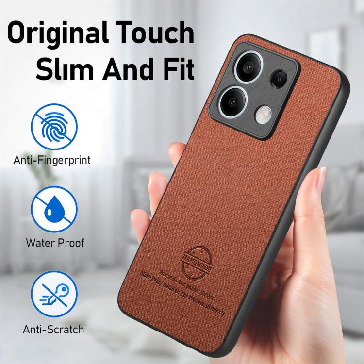 For Redmi Note 13 5G Twill Fabric Leather Skin Back Phone Case