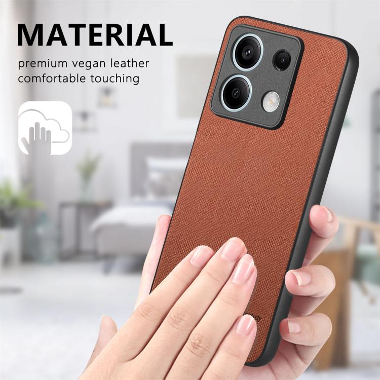 For Redmi Note 13 5G Twill Fabric Leather Skin Back Phone Case