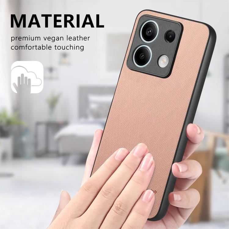 For Redmi Note 13 5G Twill Fabric Leather Skin Back Phone Case