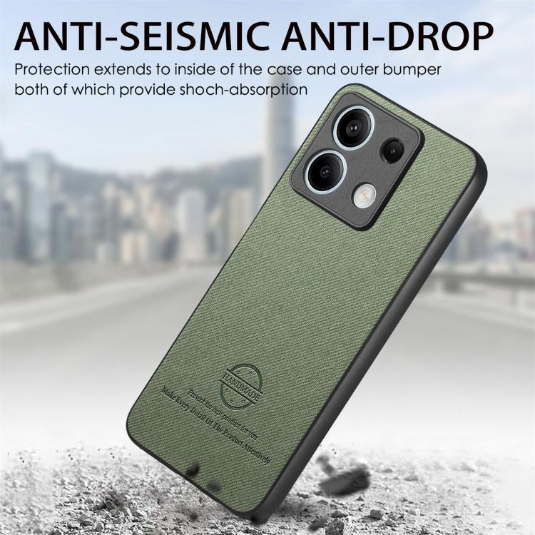 For Redmi Note 13 5G Twill Fabric Leather Skin Back Phone Case