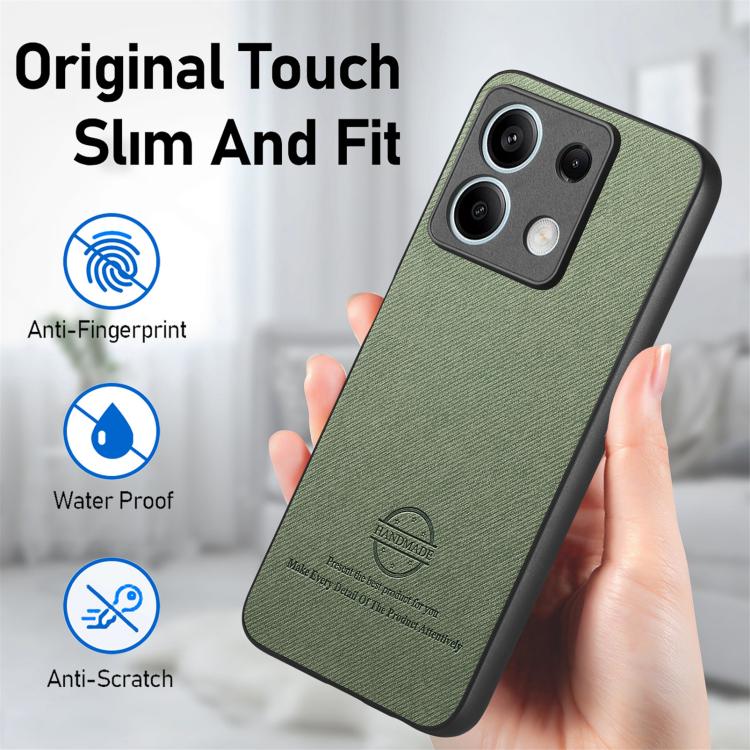 For Redmi Note 13 5G Twill Fabric Leather Skin Back Phone Case