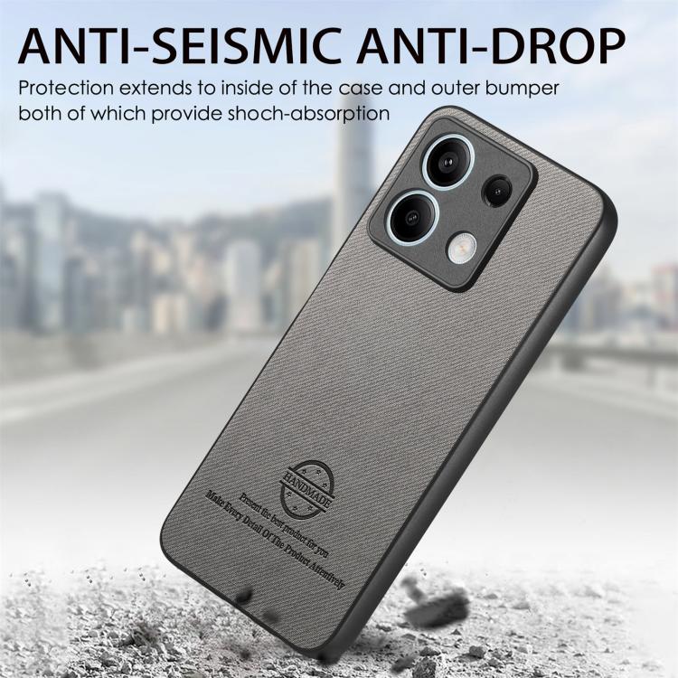 For Redmi Note 13 5G Twill Fabric Leather Skin Back Phone Case