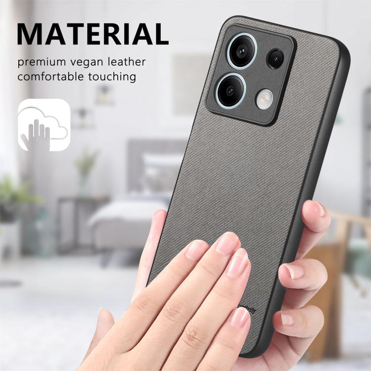 For Redmi Note 13 5G Twill Fabric Leather Skin Back Phone Case
