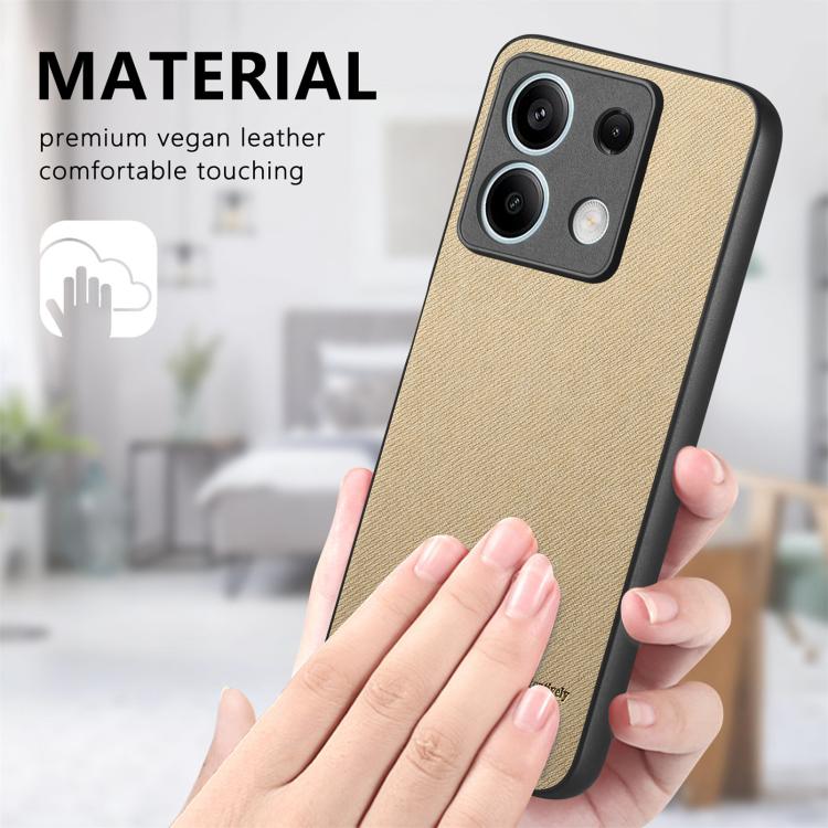 For Redmi Note 13 5G Twill Fabric Leather Skin Back Phone Case