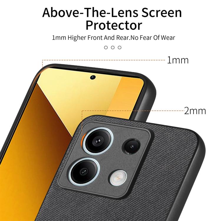 For Redmi Note 13 5G Twill Fabric Leather Skin Back Phone Case