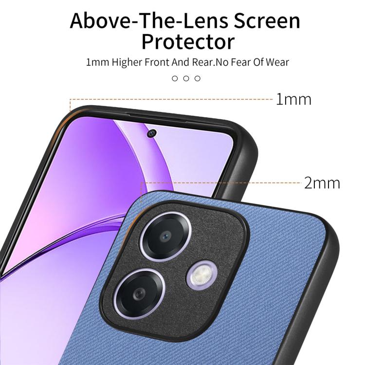 For OPPO A3X 4G Twill Fabric Leather Skin Back Phone Case
