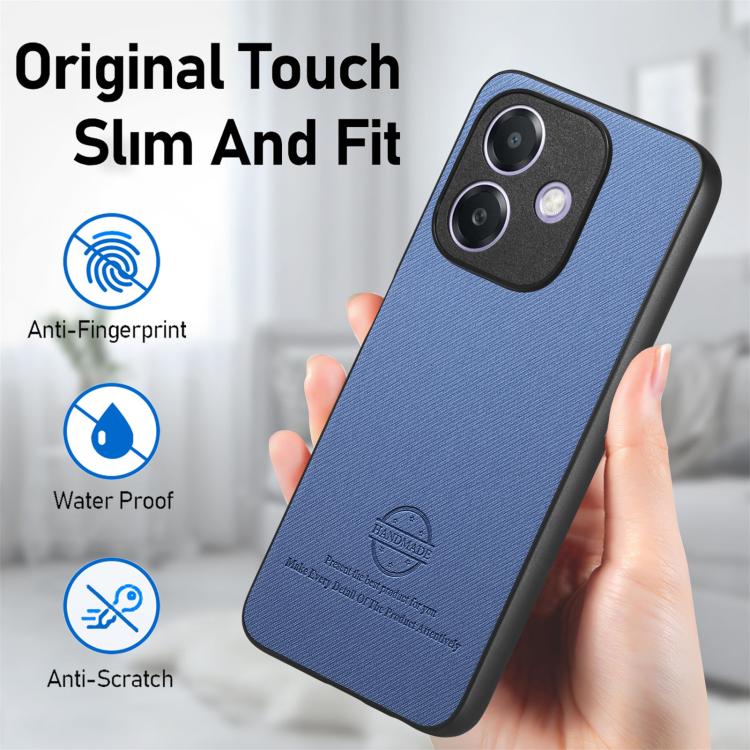 For OPPO A3X 4G Twill Fabric Leather Skin Back Phone Case
