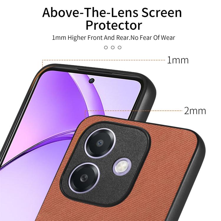 For OPPO A3X 4G Twill Fabric Leather Skin Back Phone Case