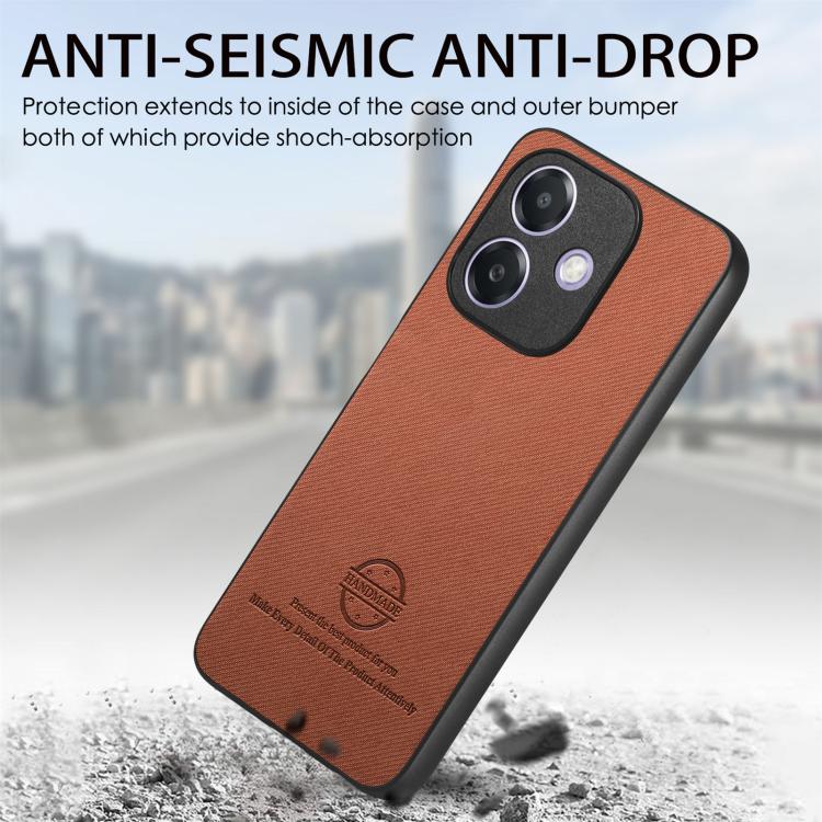 For OPPO A3X 4G Twill Fabric Leather Skin Back Phone Case