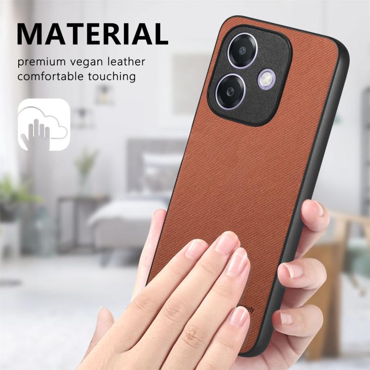 For OPPO A3X 4G Twill Fabric Leather Skin Back Phone Case