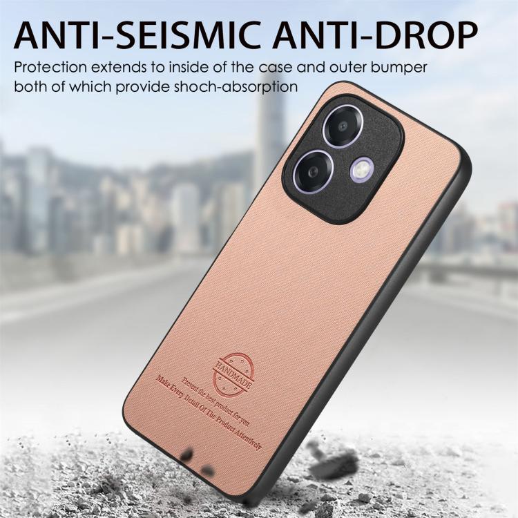 For OPPO A3X 4G Twill Fabric Leather Skin Back Phone Case