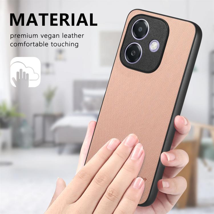 For OPPO A3X 4G Twill Fabric Leather Skin Back Phone Case
