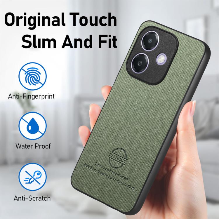 For OPPO A3X 4G Twill Fabric Leather Skin Back Phone Case