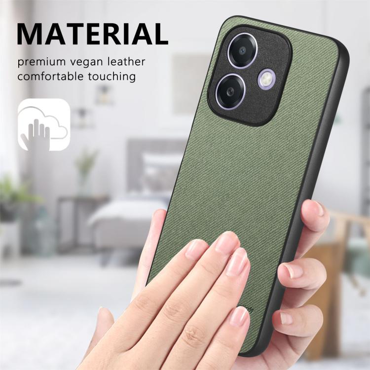 For OPPO A3X 4G Twill Fabric Leather Skin Back Phone Case