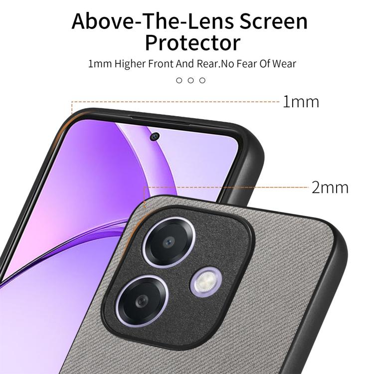 For OPPO A3X 4G Twill Fabric Leather Skin Back Phone Case