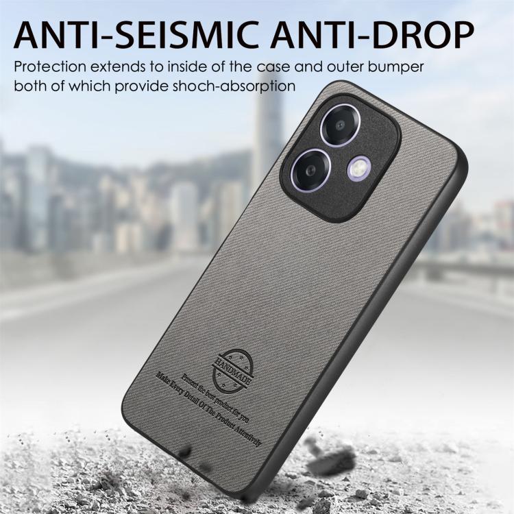 For OPPO A3X 4G Twill Fabric Leather Skin Back Phone Case