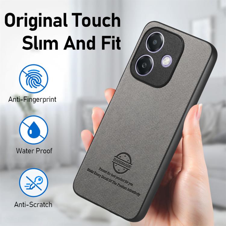 For OPPO A3X 4G Twill Fabric Leather Skin Back Phone Case