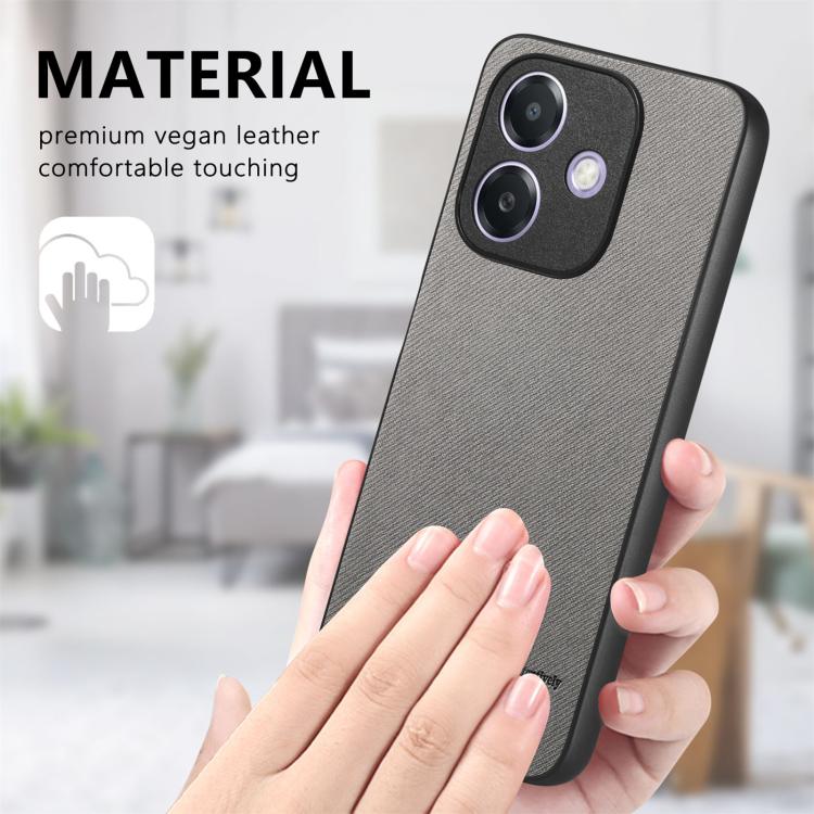 For OPPO A3X 4G Twill Fabric Leather Skin Back Phone Case