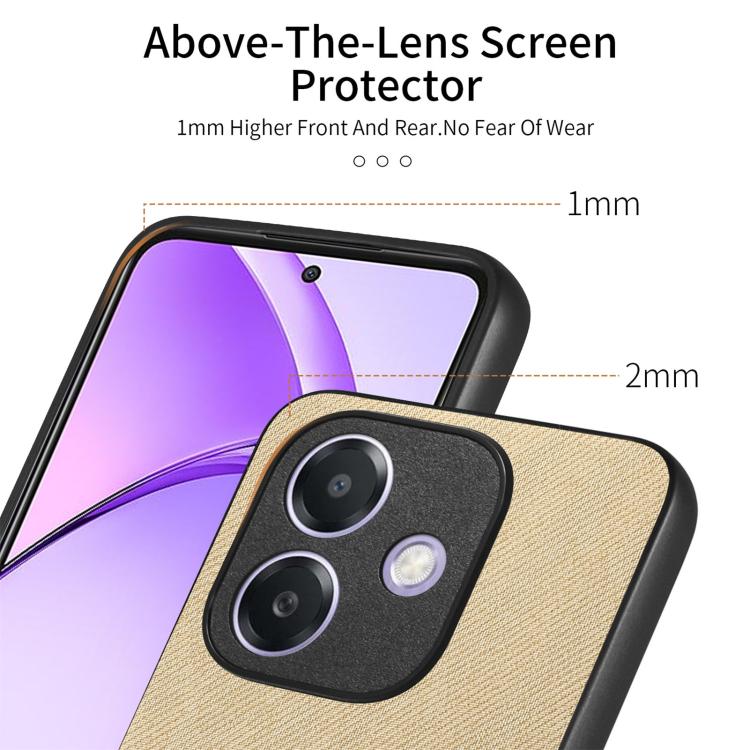 For OPPO A3X 4G Twill Fabric Leather Skin Back Phone Case