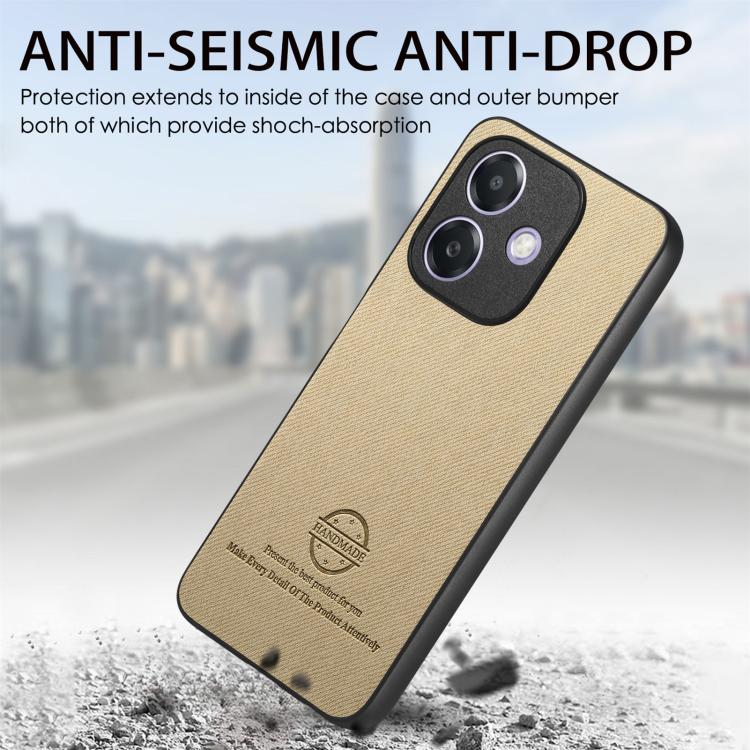 For OPPO A3X 4G Twill Fabric Leather Skin Back Phone Case