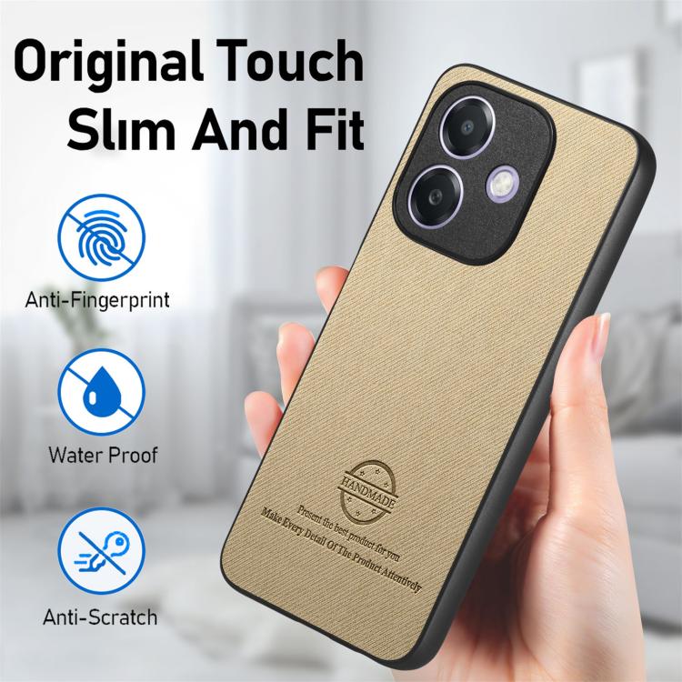 For OPPO A3X 4G Twill Fabric Leather Skin Back Phone Case