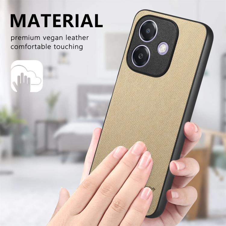 For OPPO A3X 4G Twill Fabric Leather Skin Back Phone Case
